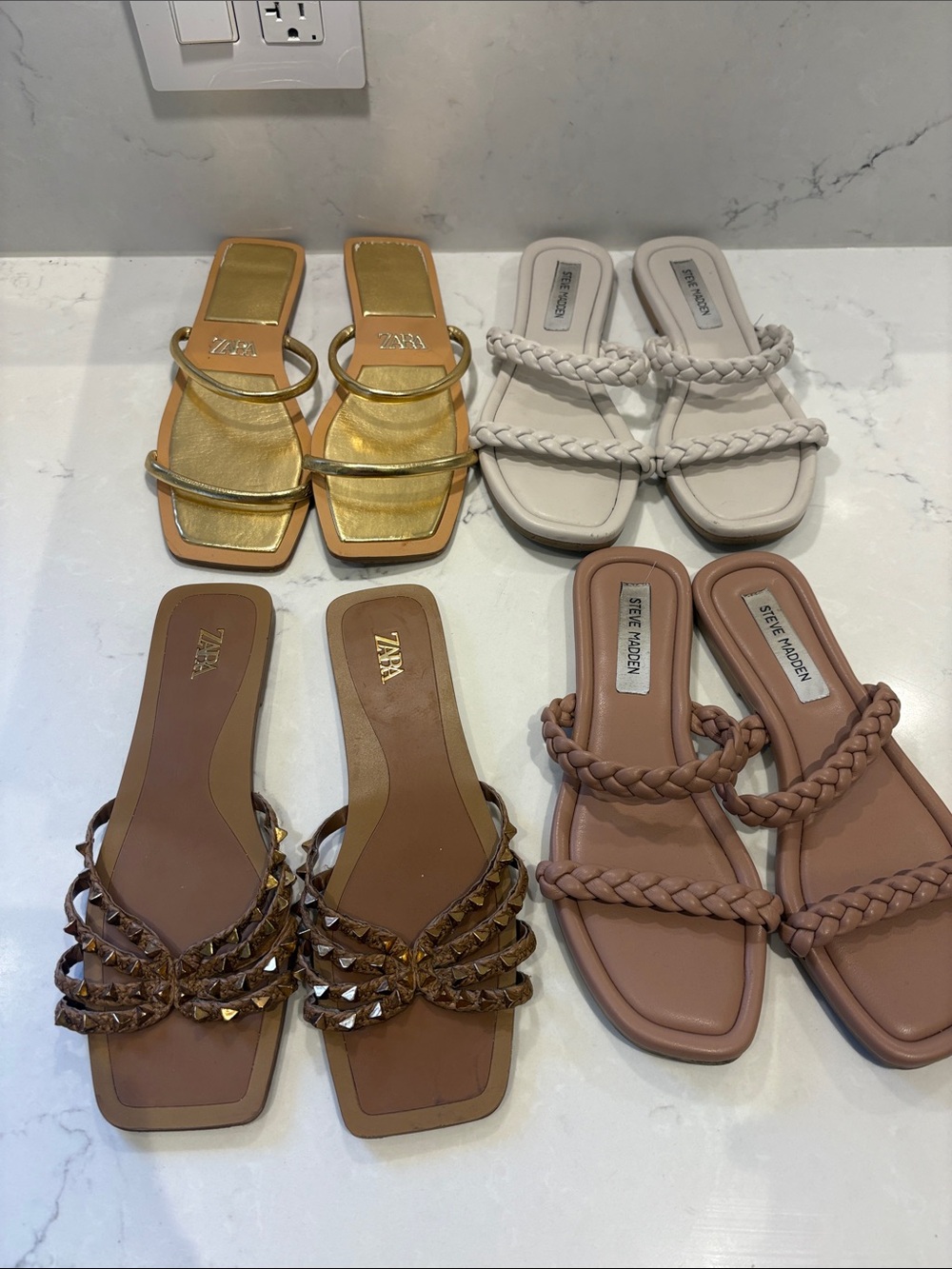 4 pairs of flat sandals